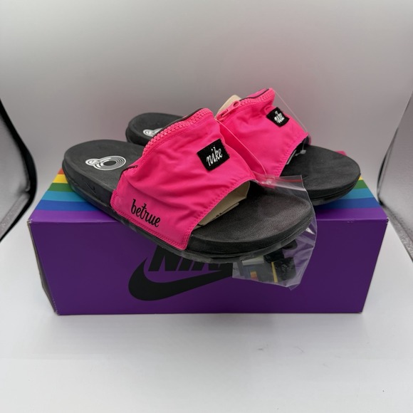Nike BeTrue Offcourt Slides Mens Sz 11 Pink Black Pride LGBTQ Sandals DD6783-600